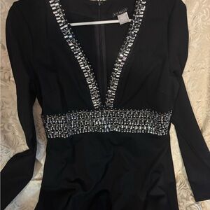 VENUS Black Dress with Silver Accents